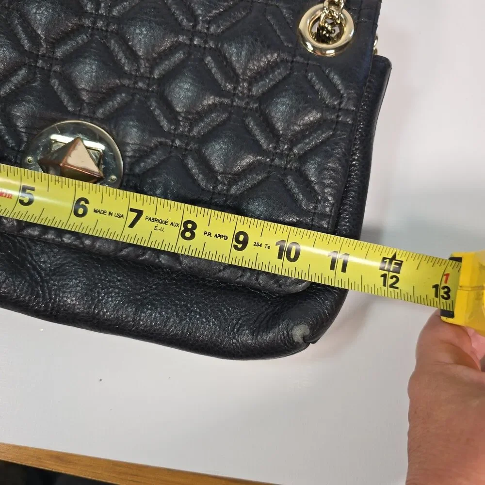 Kate Spade Black Quilted Leather Chain Crossbody Shoulder Bag Turn Lock